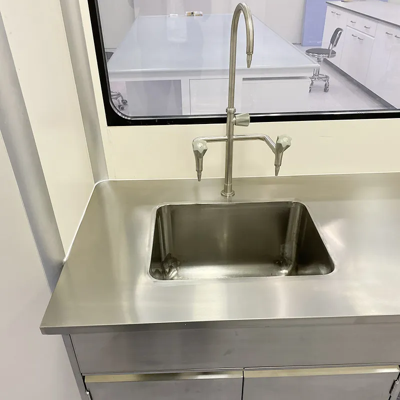 Mesas de aço inoxidável de laboratório com pia